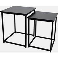 OHS Manhattan Nest of 2 Square Tables Modern End Side Coffee Table in Black