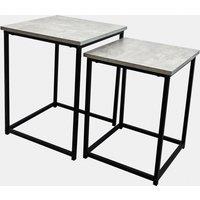 OHS Manhattan Nest of 2 Square Tables Modern End Side Coffee Table in Light Grey