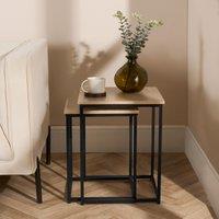 OHS Manhattan Nest of 2 Square Tables Modern End Side Coffee Table in Light Oak