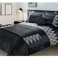 Snug City Duvet Cover & Pillowcase Set Black Silver Sequence Luxury Design | Size: Single