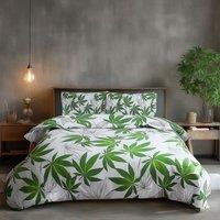Snug City Duvet Cover & Pillowcase Black Or White Cannabis Design Bed Linen | Size: Single