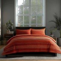 Snug City Duvet Cover & Pillowcase Set Blue Red Stripe Design Polycotton Linen | Size: Super King
