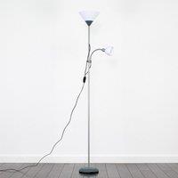 ValueLights Mozz Mother & Child Uplighter Floor Lamp with Side Lamp & LED Bulbs in Metallic Silver