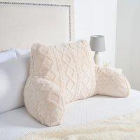 OHS Cable Knit Reading Pillow Super Soft Cuddle Cushion in Cream