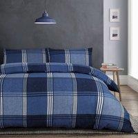 Velosso Hamilton Check Cotton Rich Printed Duvet Cover & Pillowcase Set in Blue | Size: King