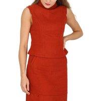 Cutie London Women's Structured Sleeveless High Neck Fitted Top in Burnt Orange | Size: 8