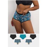 Yours Women's 5 Pack Snake Print Full Briefs in Green | Size: 30-32