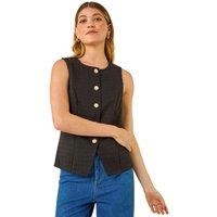 Roman Women's Boucle Stretch Waistcoat in Black | Size: 10
