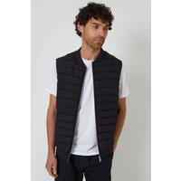 Threadbare Men's Quilted Hybrid Gilet in Black | Size: Small