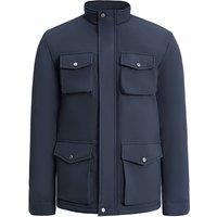 MODISHION Men's Solid Stand-Up Collar Jacket in Navy | Size: 2XL