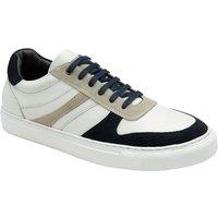 Frank Wright Men's White Navy Leather 'Buck' Trainers | Size: 9