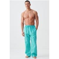 British Boxers Men's New York Turquoise Stripe Crisp Cotton Pyjama Trousers | Size: Medium