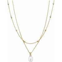 Clogau Women's Nature's Wonder 9ct Solid Gold Beachcomber Layered Necklace with Pearl in Metallics