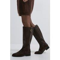 Dorothy Perkins Women's Kamille Faux Leather Elastic Knee High Riding Boots in Brown | Size: 3