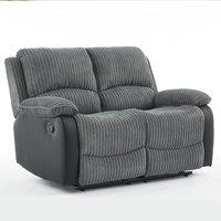 FURNITURE ONE Manual Reclining Chair, Corduroy Fabric Recliner Loveseat - Loveseat in Grey | Size: 1 Pack