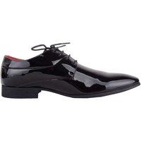 ABSOLUTE FOOTWEAR Men's Lace Up Shiny Black Patent Formal Smart Dress Shoe, Red Insock | Size: 12