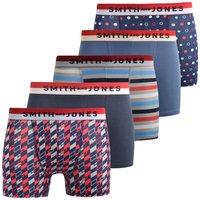 Smith & Jones Men's Nellary Assorted Designs Boxer Shorts (Pack of 5) | Size: Small