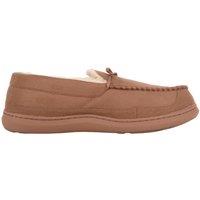 ABSOLUTE FOOTWEAR Men's Easy Slip On Moccasin Style Winter Slipper with Faux Fur Inner in Tan | Size: 9