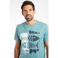 Weird Fish Men's Double Fish Front Print Graphic T-Shirt in Light Blue | Size: 5XL
