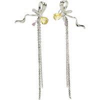 AVANT-GARDE PARIS Women's Diva Collection Bow Chain Dangle Earrings in Silver