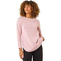 Roman Women's Nep Fabric Curved Hem Jumper in Light Pink | Size: 20