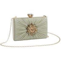 Fontanella Fashion Women's Sol Sun Emblem Glitter Evening Clutch Bag with Chain Strap in Gold