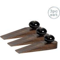 Nicola Spring Traditional Vintage Wooden Door Wedge Stop - Pack of 3 in Black