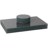 Harbour Housewares 12pc Glass Placemats & Round Coasters Set - 30 x 20cm Protection Mats in Grey | Size: 30 x 20 cm