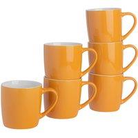 Argon Tableware 6x Coloured Coffee Mugs - 350ml - Durable Stoneware Latte Tea Cup in Yellow