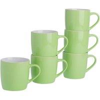 Argon Tableware 6x Coloured Coffee Mugs - 350ml - Durable Stoneware Latte Tea Cup in Green