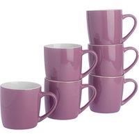 Argon Tableware 6x Coloured Coffee Mugs - 350ml - Durable Stoneware Latte Tea Cup in Purple