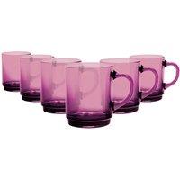 Duralex Versailles Glass Coffee Mugs - 260ml Cups - Pack of 6 in Purple