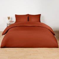 OHS Soft Microfibre Plain Dyed Duvet Cover Bedding Set in Burnt Orange | Size: King