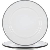 Argon Tableware 25.5cm White Enamel Dinner Plates Set - Black/Grey