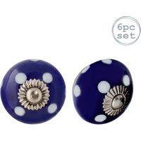 Nicola Spring Round Ceramic Cabinet Knobs Spot - Pack of 6 in Navy | Size: 1000mm x 500mm