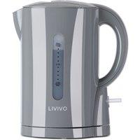 LIVIVO 1L Travel Kettle White Compact Electric Kettle Cordless 4 Cup 1000W with Auto Shut Off-Boil Dry Protection in Grey