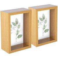 Nicola Spring 3D Deep Box Photo Frames - 4 x 6 - Pack of 2 in Light Brown