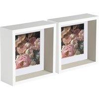Nicola Spring 3D Deep Box Photo Frames - 6 x 6 with 4 x 4 Mount - White Mount - Pack of 2
