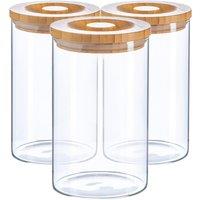 Argon Tableware Scandi Storage Jar with Wooden Lid 1 Litre Pack of 3 in Clear