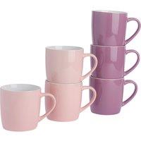 Argon Tableware 6x Coloured Coffee Mugs - 350ml - Pink/Purple - Durable Stoneware Latte Tea Cup