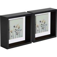 Nicola Spring 3D Deep Box Photo Frames - 6 x 6 with 4 x 4 Mount - White Mount - Pack of 2 in Black