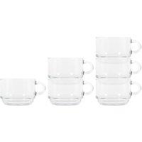 LAV Cozy Stacking Glass Coffee Cups - 270ml - Pack of 6 in Clear