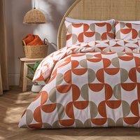 OHS Moroccan Abstract Microfibre Duvet Cover with Pillowcase Bedding Set in Burnt Orange | Size: Double
