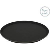 Argon Tableware Round Non-Slip Serving Trays 28cm Pack of 6 in Black