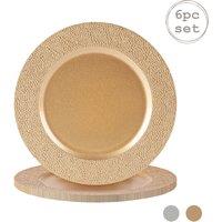Argon Tableware 6x Hammered Charger Plates - Reusable Dining Table Setting Plates in Gold