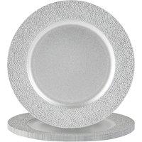 Argon Tableware 6x Hammered Charger Plates - Reusable Dining Table Setting Plates in Silver