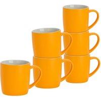 Argon Tableware 6x Matt Coloured Coffee Mugs - 350ml - Durable Stoneware Tea Cup in Yellow