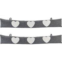 Nicola Spring Herringbone Draught Excluders - 78.5cm - Heart - Pack of 2 in Grey