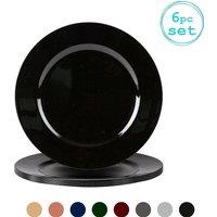 Argon Tableware 33cm Metallic Charger Plates - Set of 6 - Reusable Dining Placemats in Black