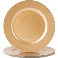 Argon Tableware 33cm Metallic Charger Plates - Set of 6 - Reusable Dining Placemats in Gold